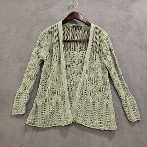 Chadwick's Cardigan Sweater Green‎ Size Medium Grannycore Chunky Crochet
